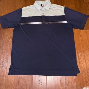 Men's FootJoy Blue & Grey Stretch Fabric‎ Polo 2XL. No Logos